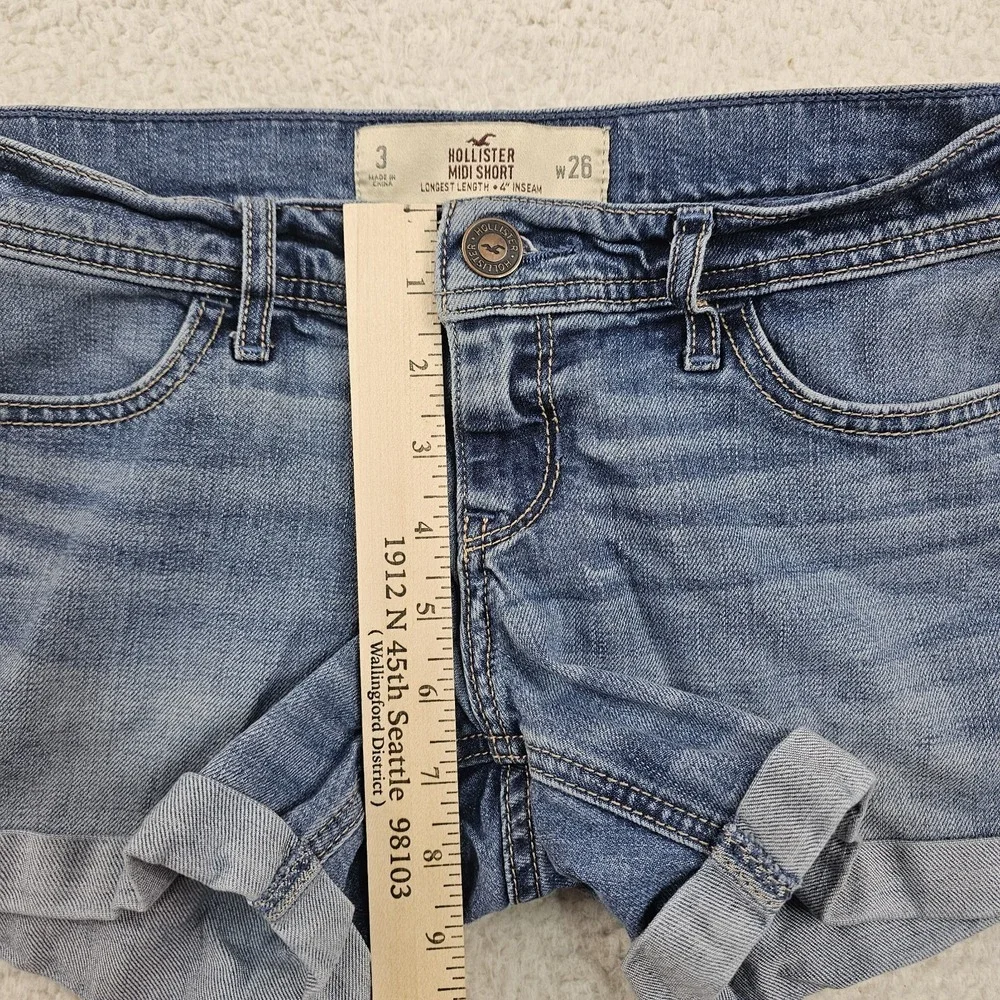 Hollister Midi Jean Shorts Women's 3 26 Blue Longest‎ Length 4
